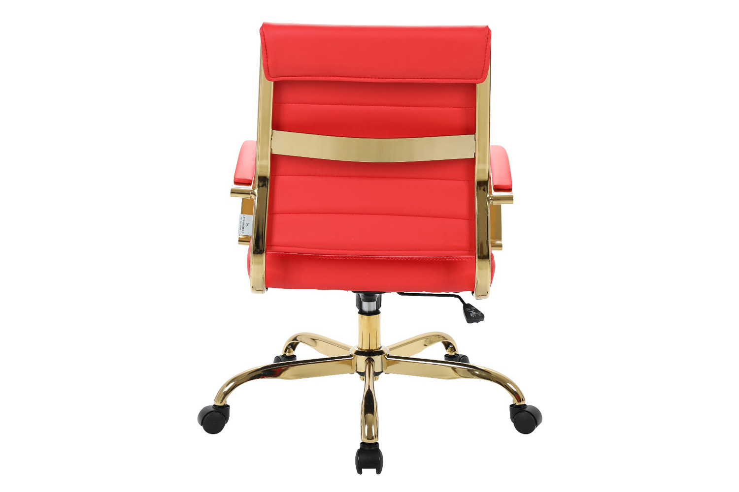 LeisureMod Benmar Home Leather Office Chair with Gold Frame - Red