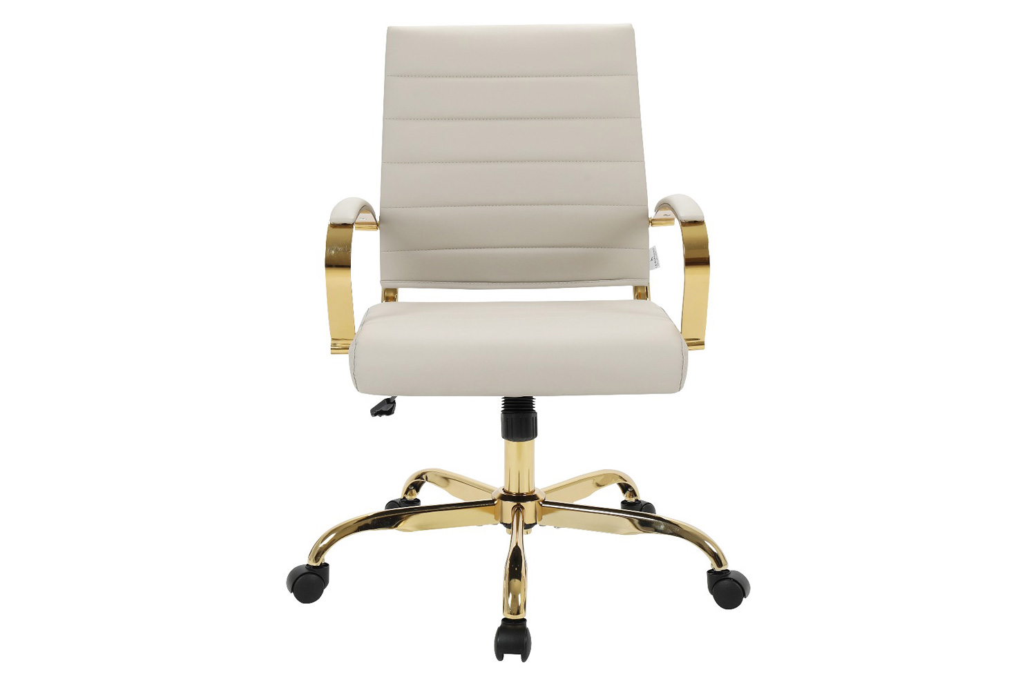 LeisureMod Benmar Home Leather Office Chair with Gold Frame - Tan