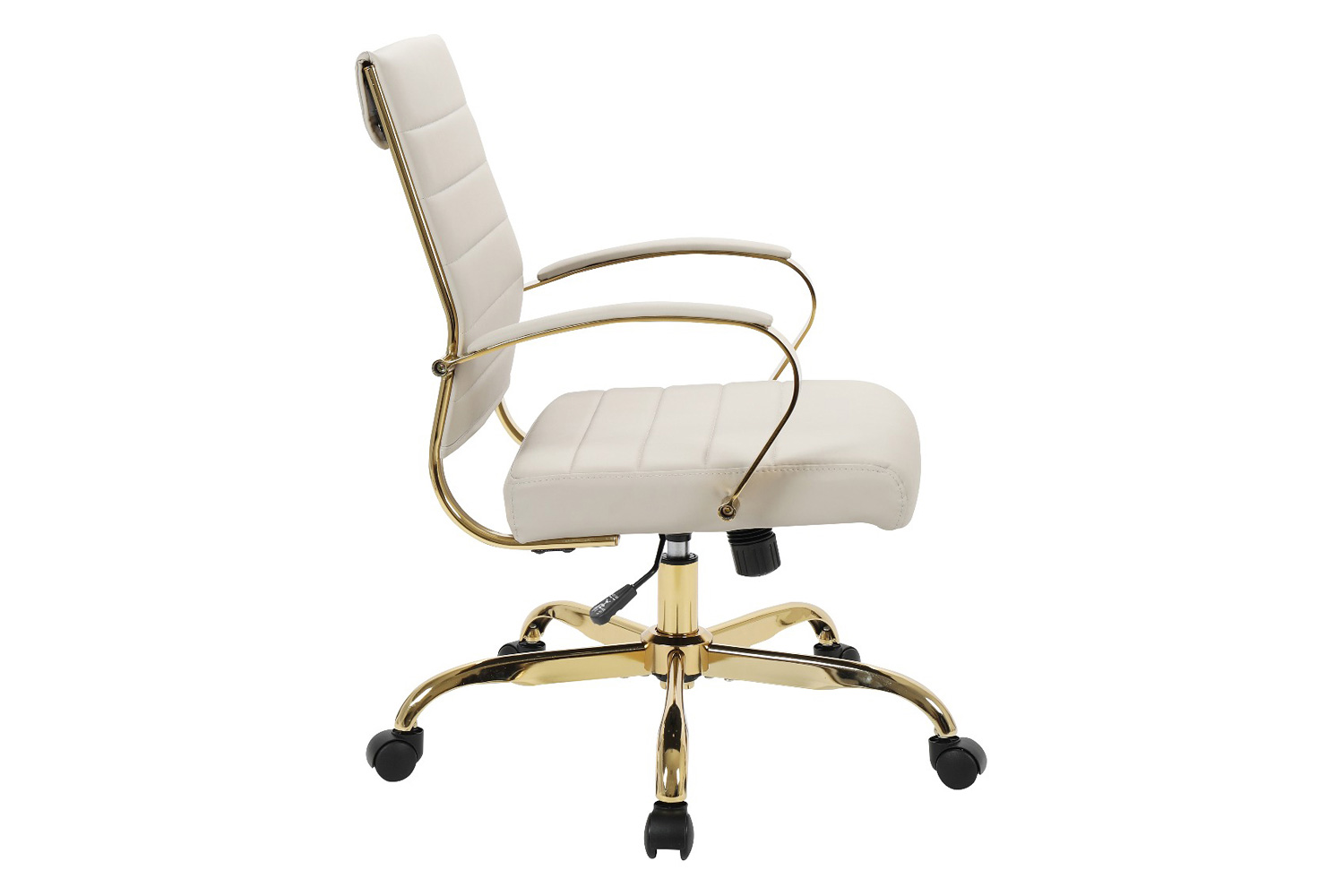 LeisureMod Benmar Home Leather Office Chair with Gold Frame - Tan