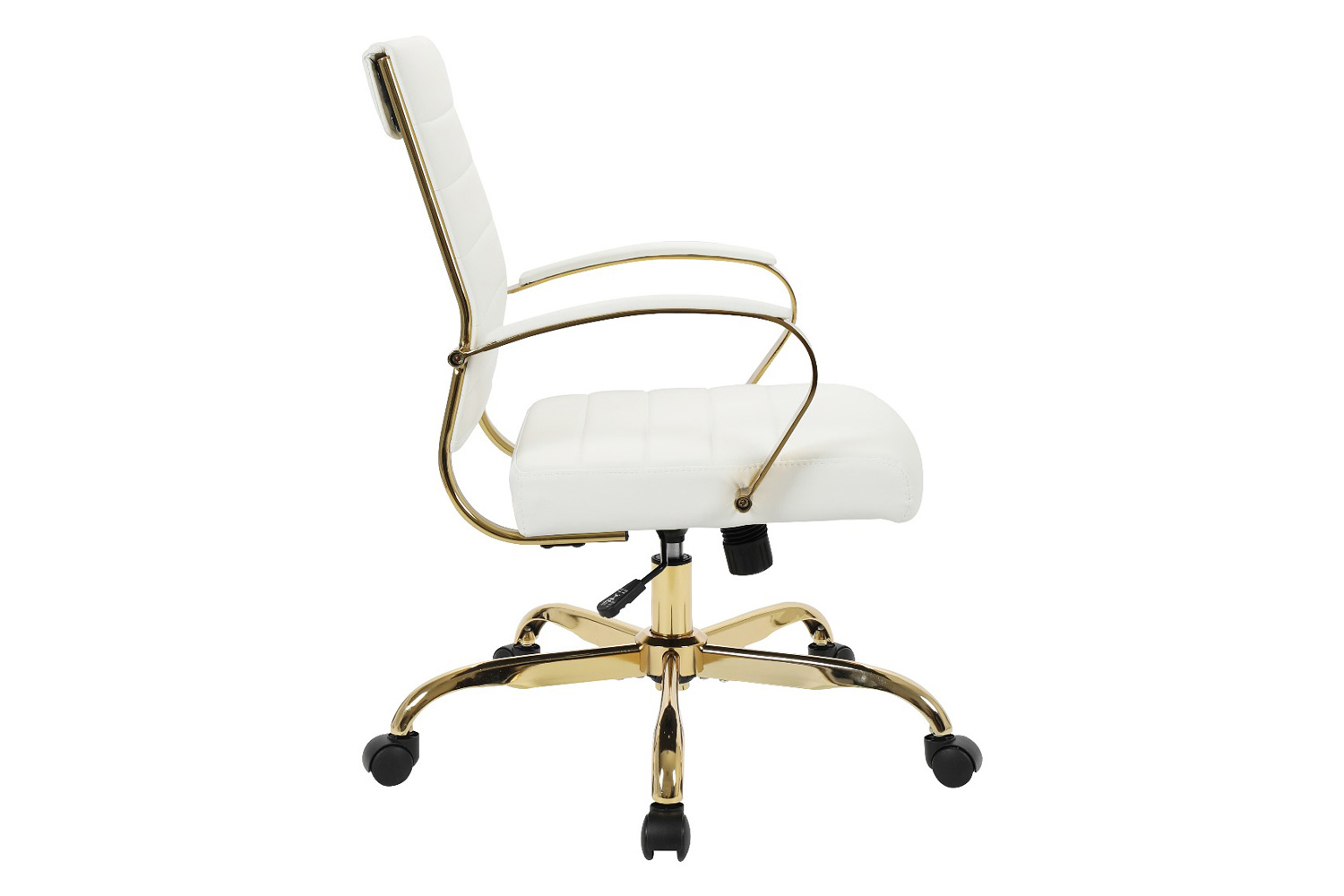 LeisureMod Benmar Home Leather Office Chair with Gold Frame - White