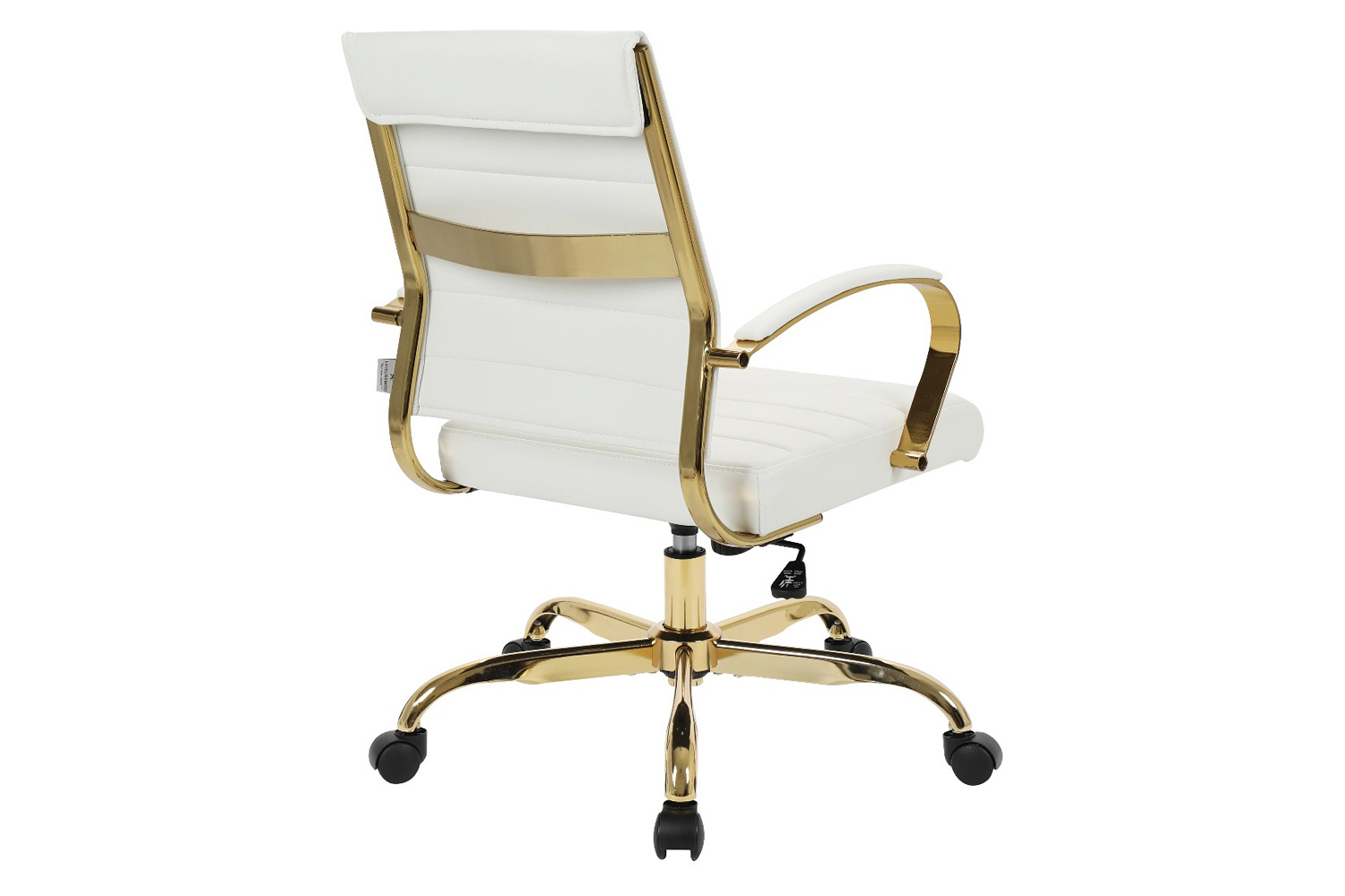 LeisureMod Benmar Home Leather Office Chair with Gold Frame - White