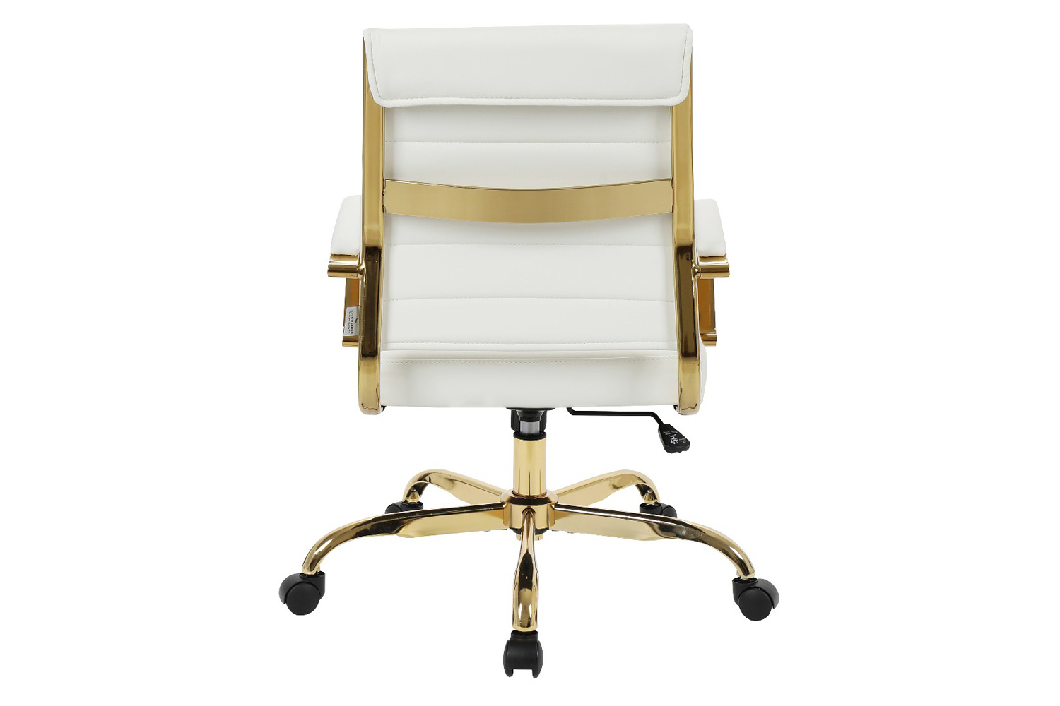 LeisureMod Benmar Home Leather Office Chair with Gold Frame - White