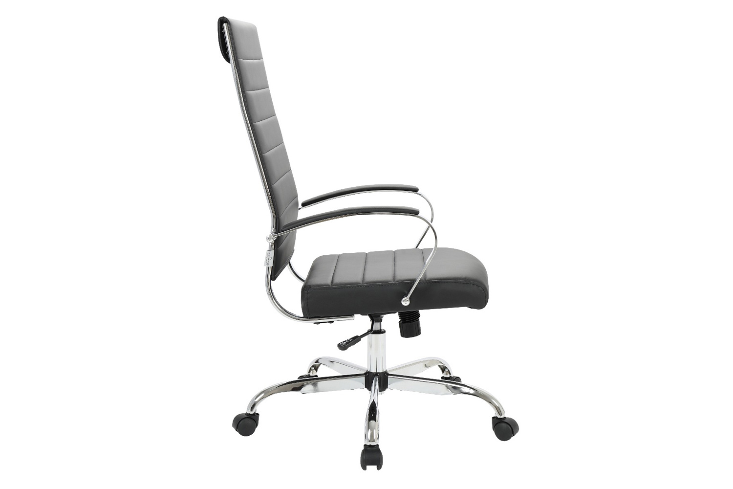 LeisureMod Benmar High-Back Home Leather Office Chair with Chrome Frame - Black