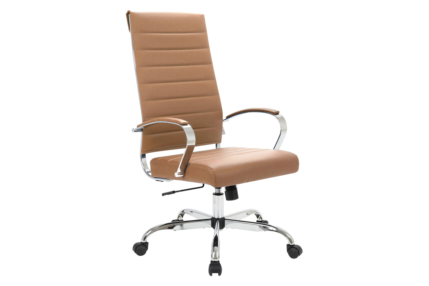 LeisureMod Benmar High-Back Home Leather Office Chair with Chrome Frame