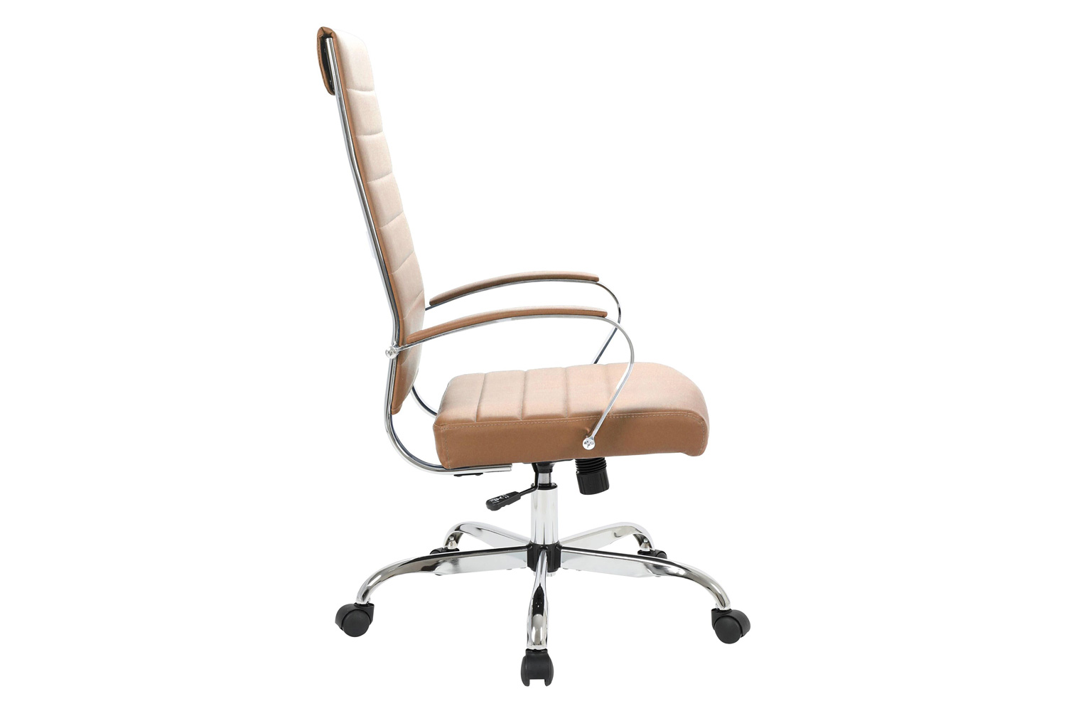 LeisureMod Benmar High-Back Home Leather Office Chair with Chrome Frame - Brown