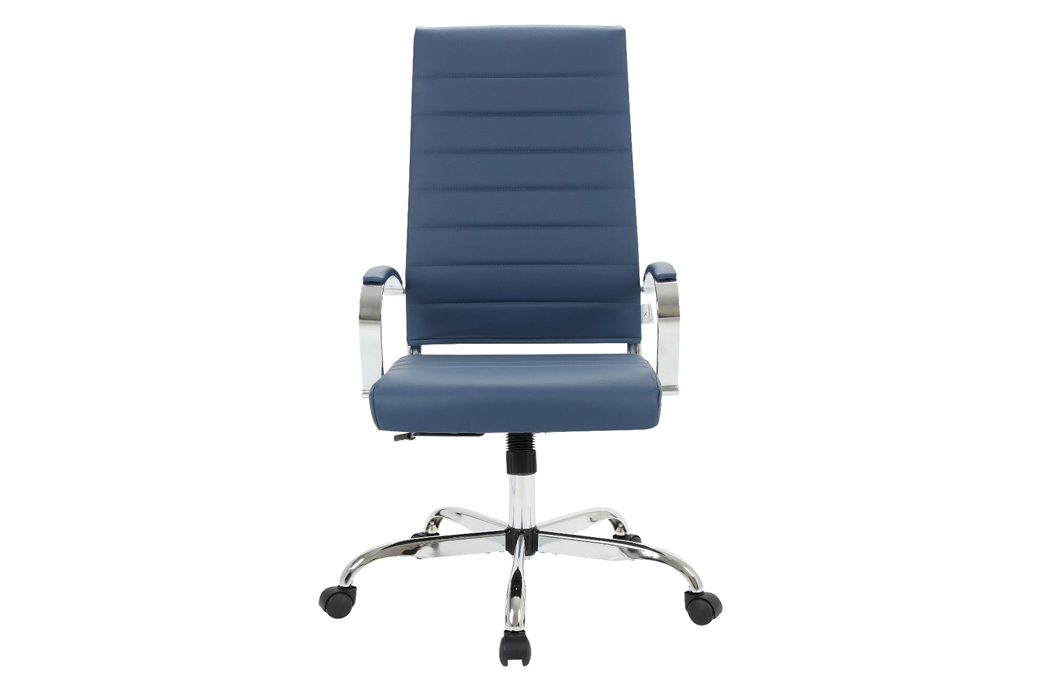 LeisureMod Benmar High-Back Home Leather Office Chair with Chrome Frame - Blue