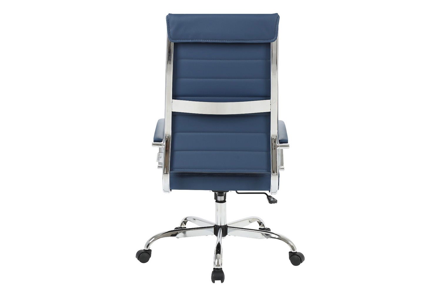 LeisureMod Benmar High-Back Home Leather Office Chair with Chrome Frame - Blue