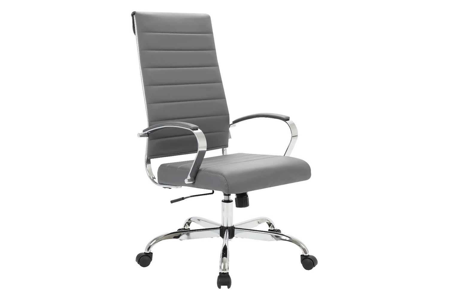 LeisureMod Benmar High-Back Home Leather Office Chair with Chrome Frame