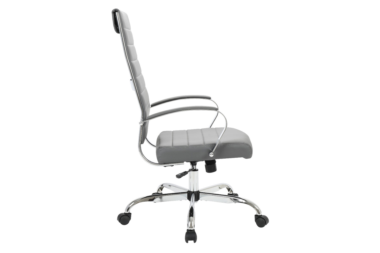 LeisureMod Benmar High-Back Home Leather Office Chair with Chrome Frame - Gray