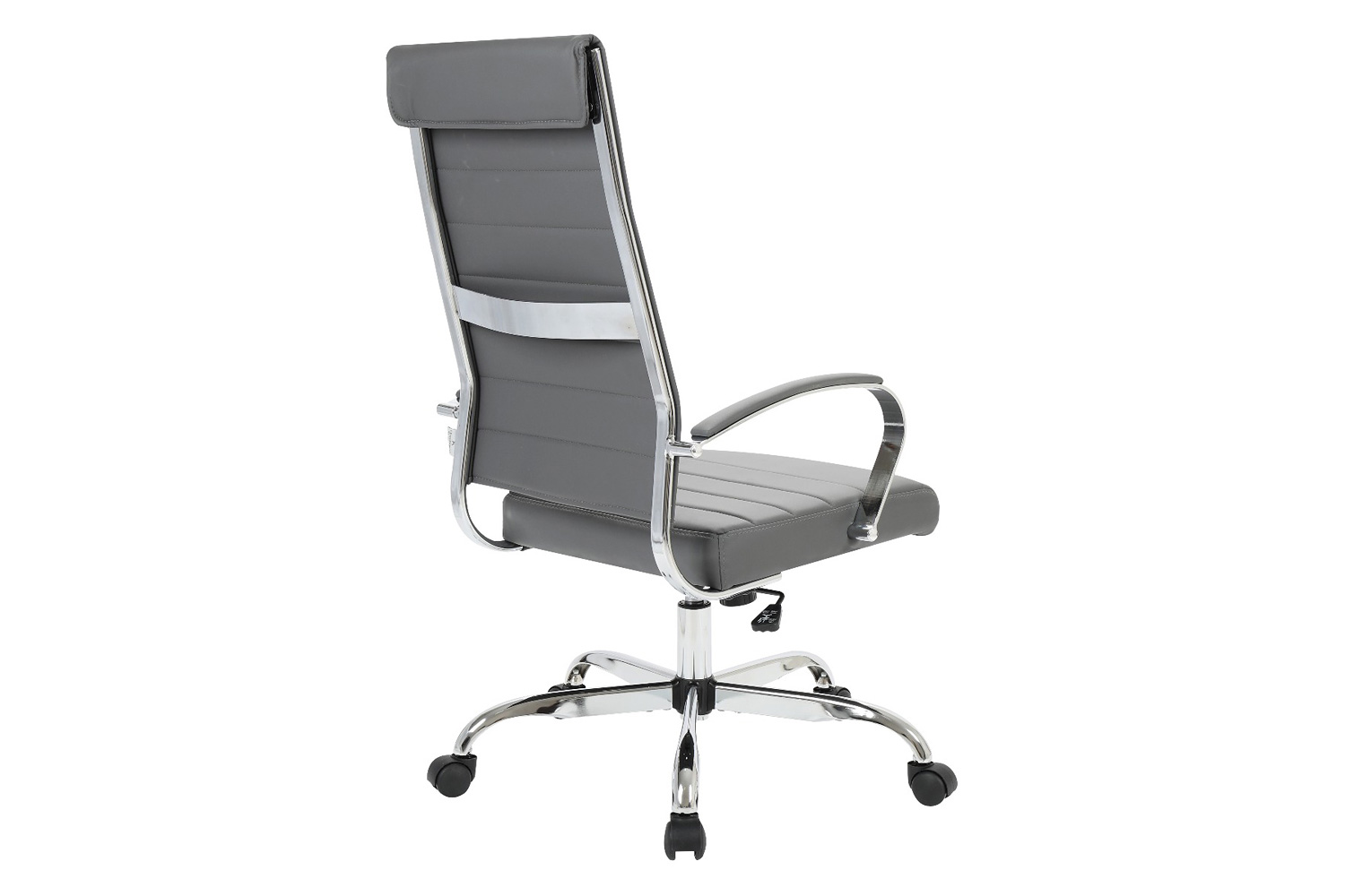 LeisureMod Benmar High-Back Home Leather Office Chair with Chrome Frame - Gray