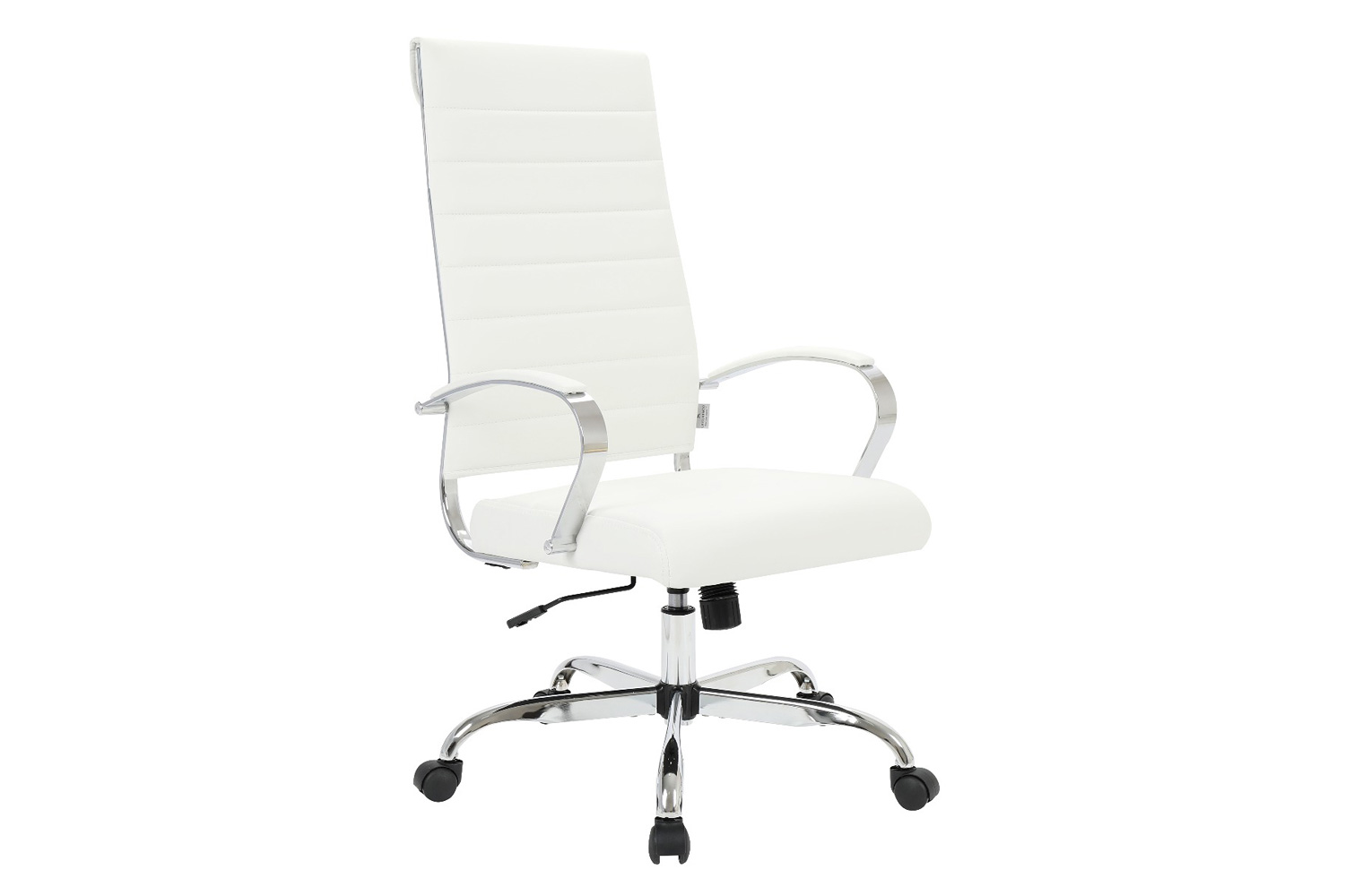 LeisureMod Benmar High-Back Home Leather Office Chair with Chrome Frame