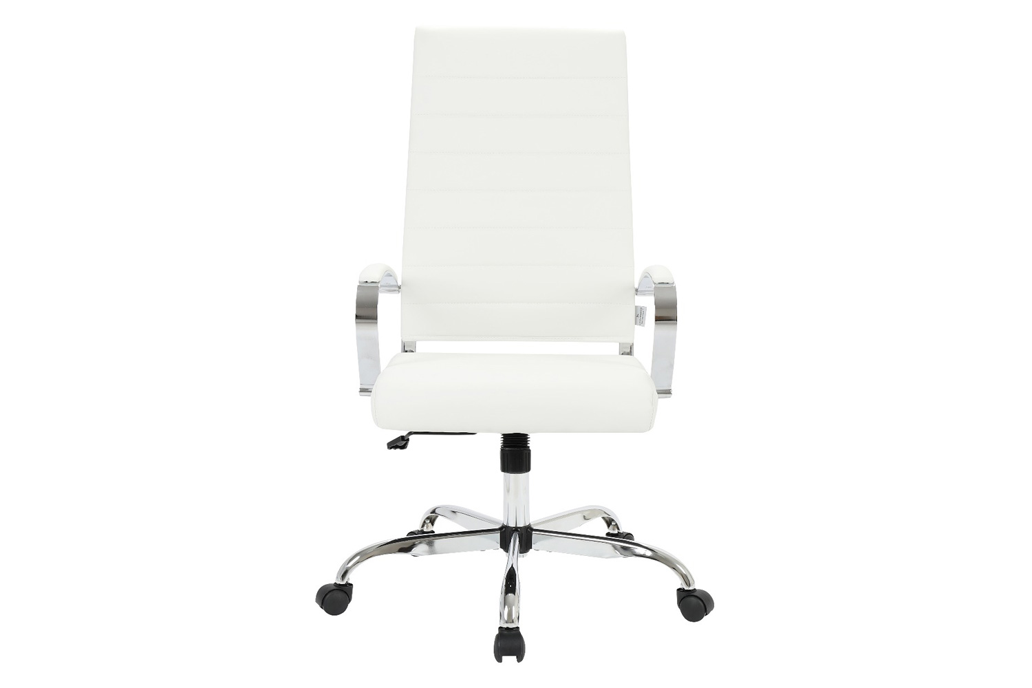 LeisureMod Benmar High-Back Home Leather Office Chair with Chrome Frame - White