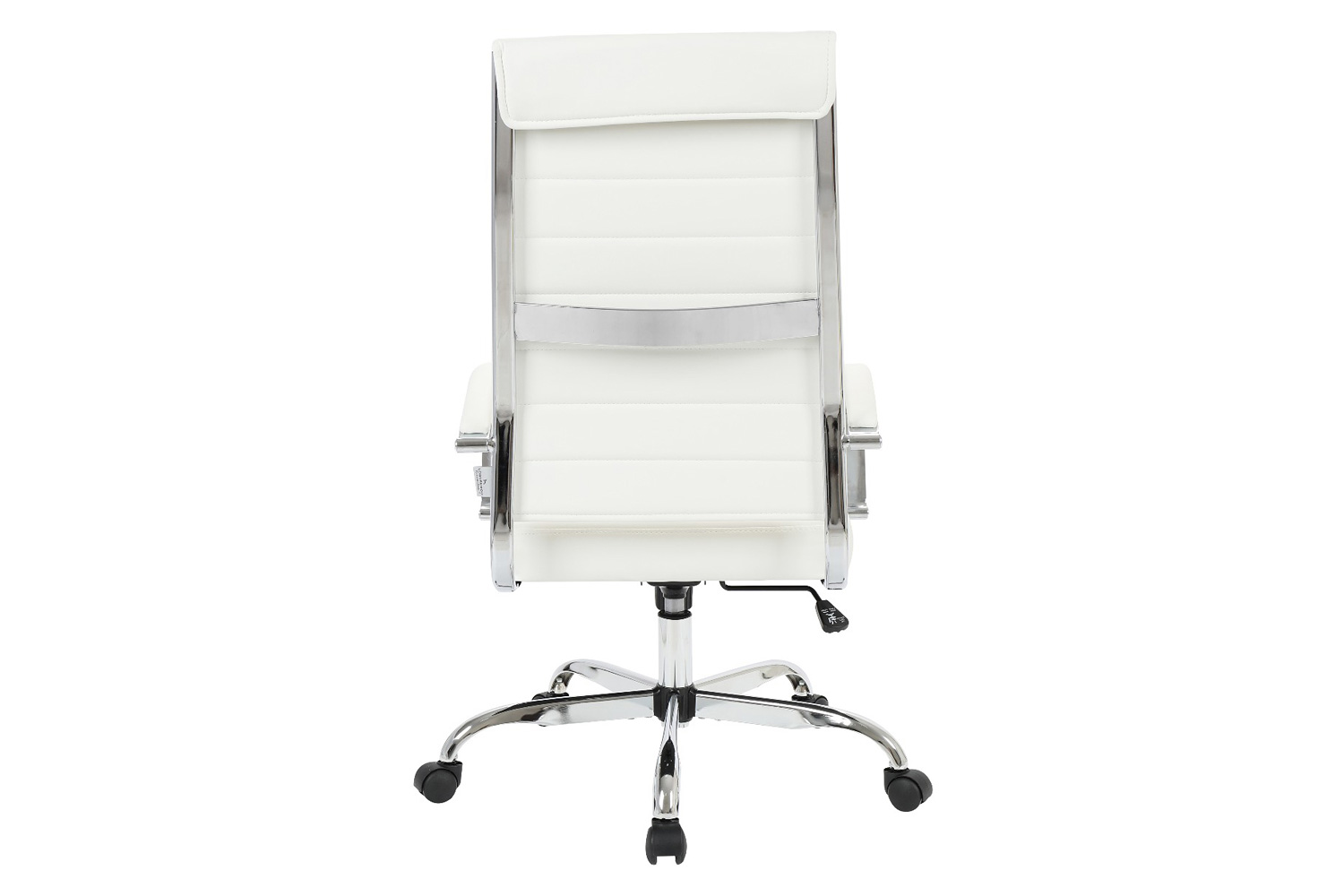 LeisureMod Benmar High-Back Home Leather Office Chair with Chrome Frame - White