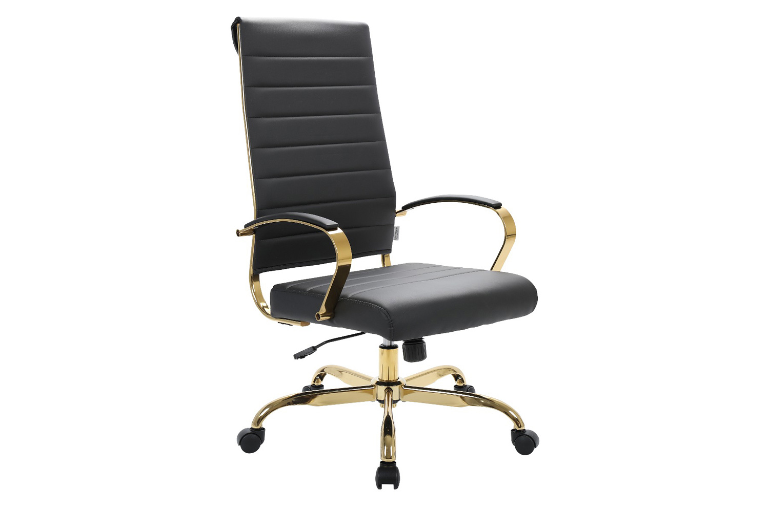 LeisureMod Benmar High-Back Home Leather Office Chair with Chrome Frame