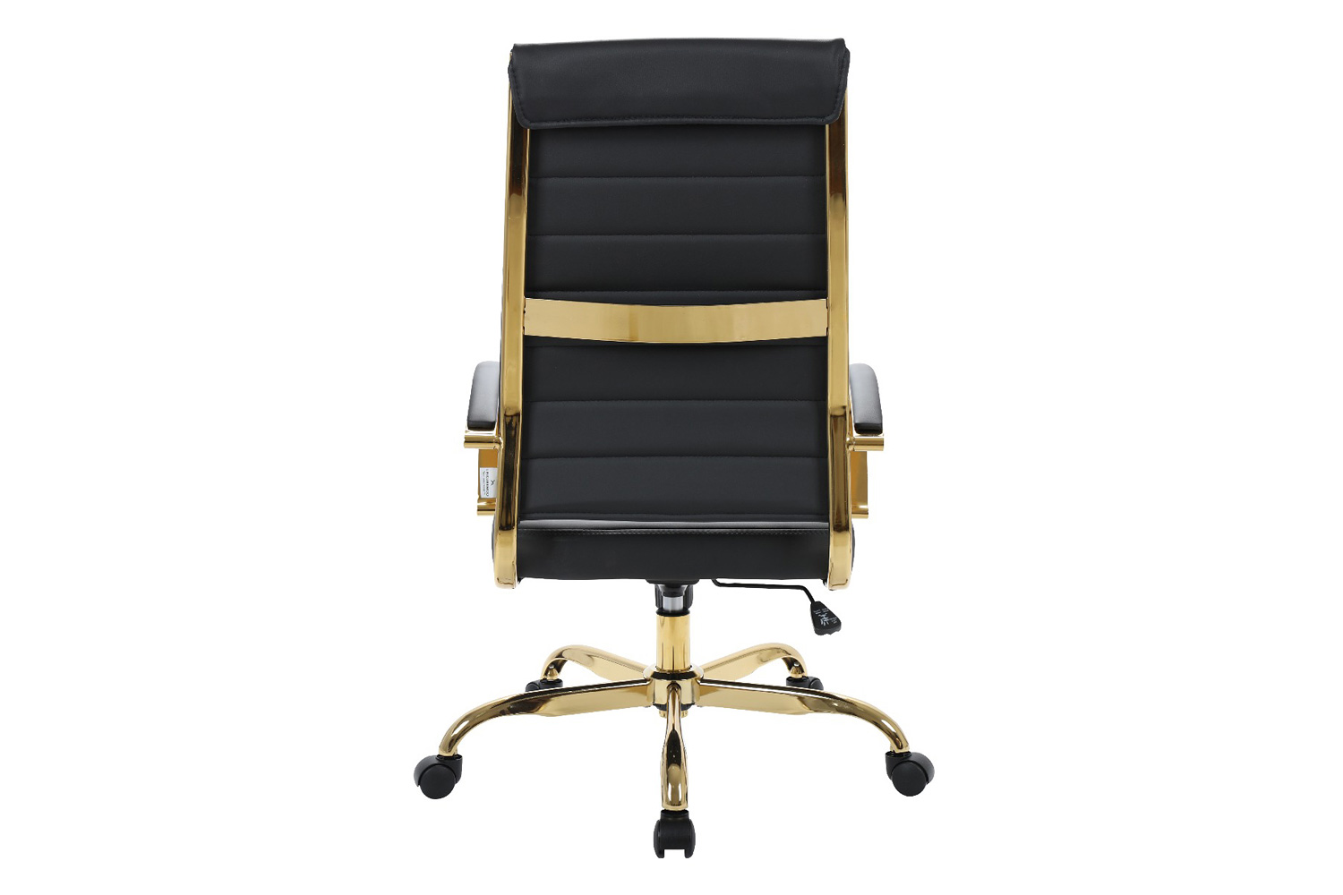 LeisureMod Benmar High-Back Leather Office Chair with Gold Frame - Black