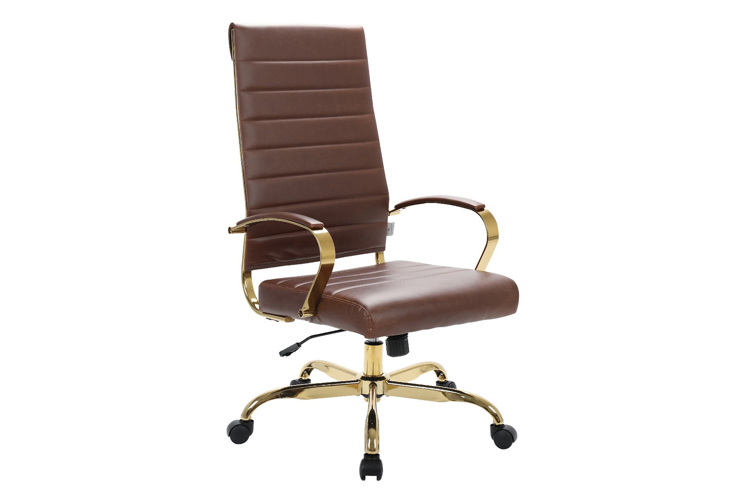 LeisureMod Benmar High-Back Home Leather Office Chair with Chrome Frame