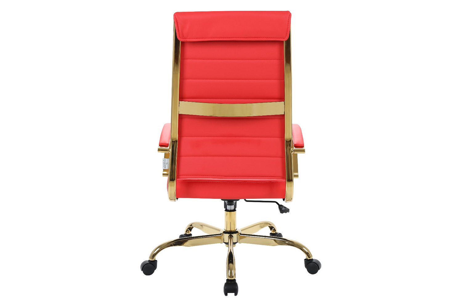 LeisureMod Benmar High-Back Leather Office Chair with Gold Frame - Red