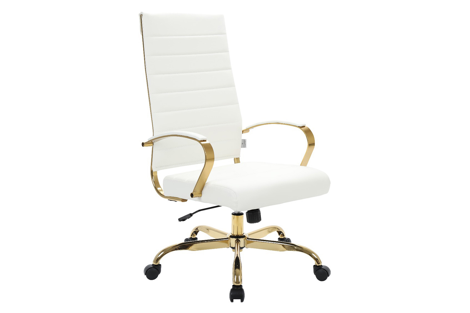 LeisureMod Benmar High-Back Home Leather Office Chair with Chrome Frame