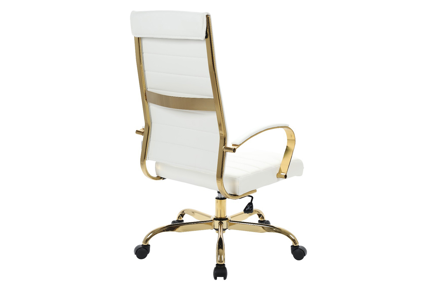 LeisureMod Benmar High-Back Leather Office Chair with Gold Frame - White