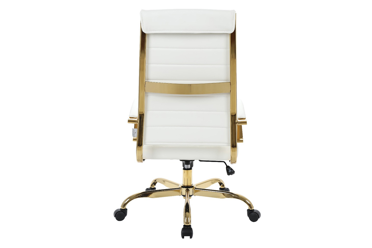 LeisureMod Benmar High-Back Leather Office Chair with Gold Frame - White