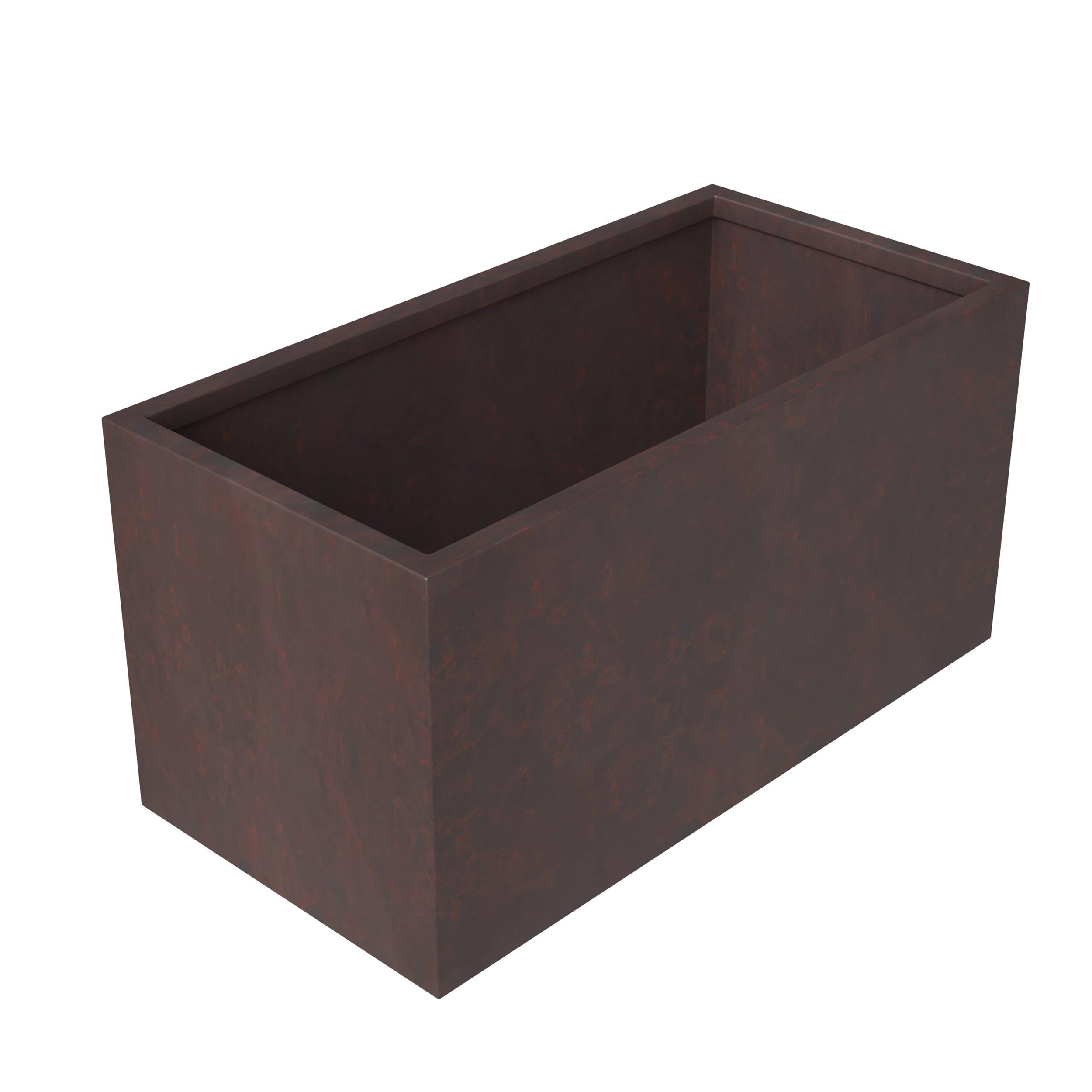 LeisureMod Bloom Mid-Century Modern Rectangular Fiberstone and MGO Clay Planter - Brown