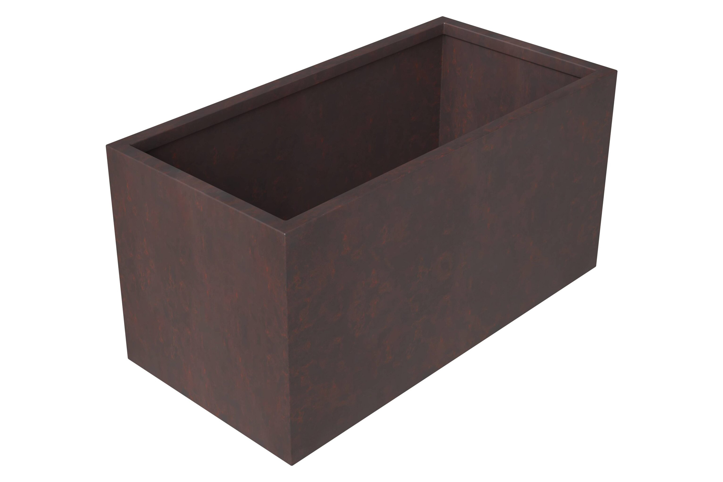 LeisureMod Bloom Mid-Century Modern Rectangular Fiberstone and MGO Clay Planter - Brown