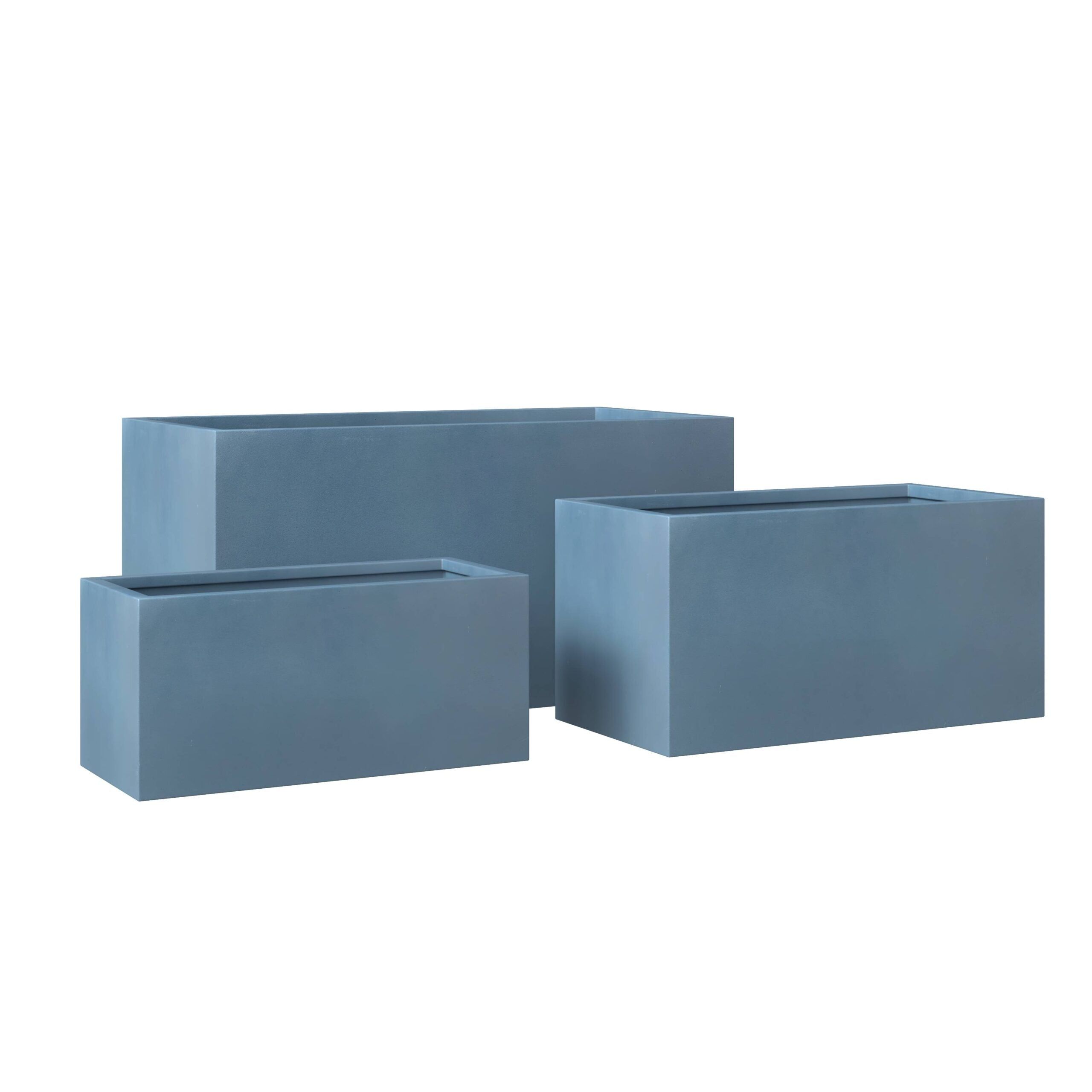 LeisureMod Bloom Modern Rectangular Planters Pot in Fiberstone and MGO Clay (Set of 3)