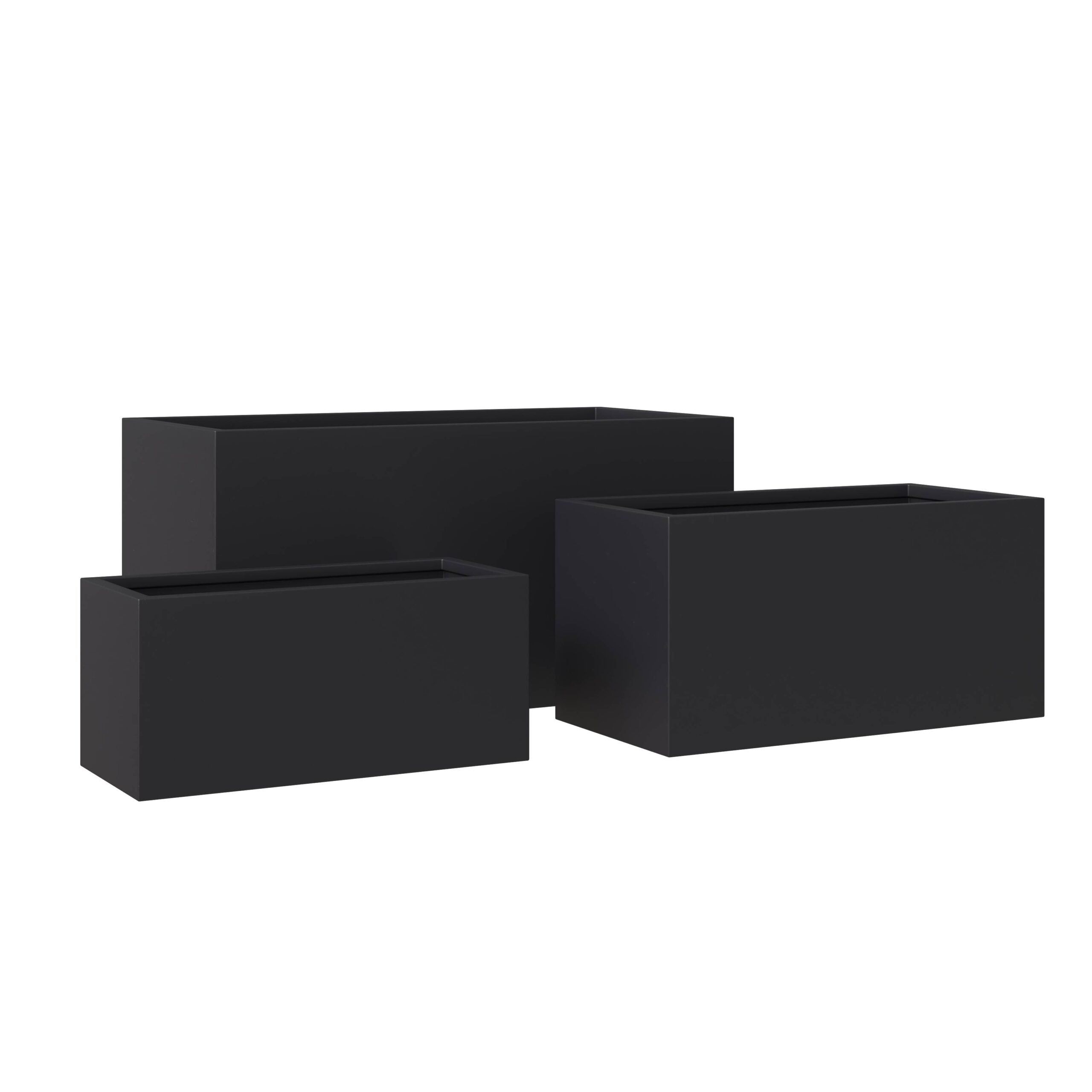 LeisureMod Bloom Modern Rectangular Planters Pot in Fiberstone and MGO Clay (Set of 3)