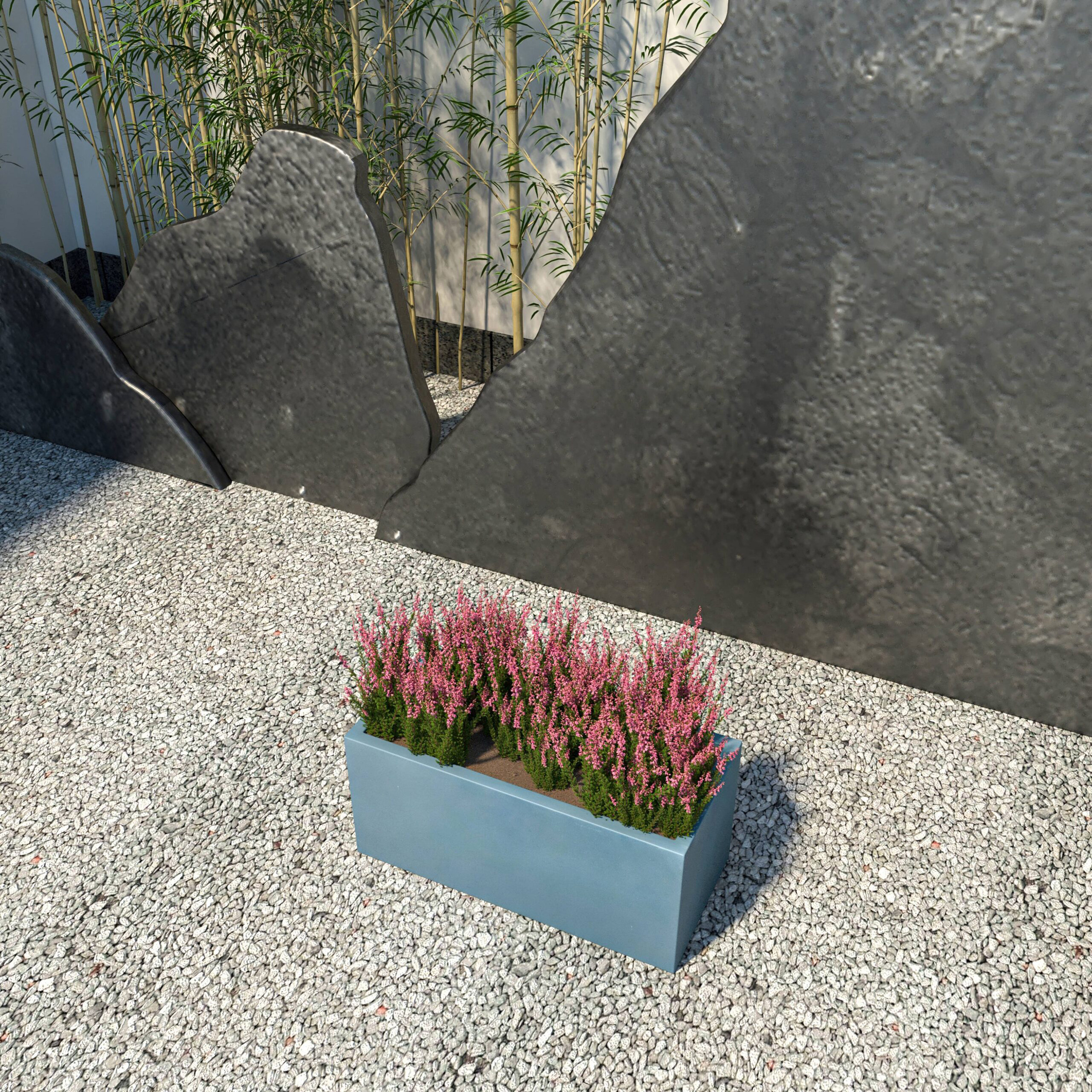 LeisureMod Bloom Mid-Century Modern Rectangular Fiberstone and MGO Clay Planter - Aged Concrete