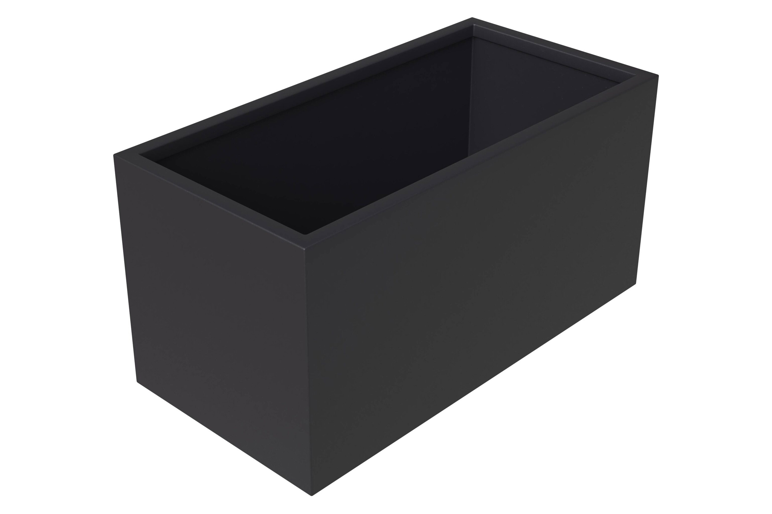 LeisureMod Bloom Mid-Century Modern Rectangular Fiberstone and MGO Clay Planter - Black