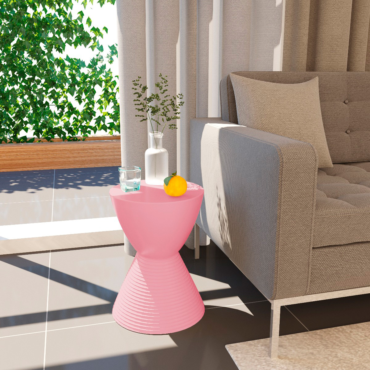 LeisureMod Boyd Modern Round Side End Table - Pink