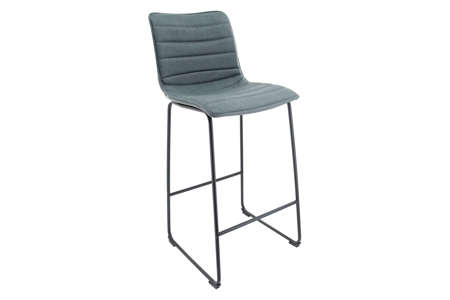 LeisureMod Brooklyn 29.9" Modern Leather Bar Stool with Black Iron Base and Footrest