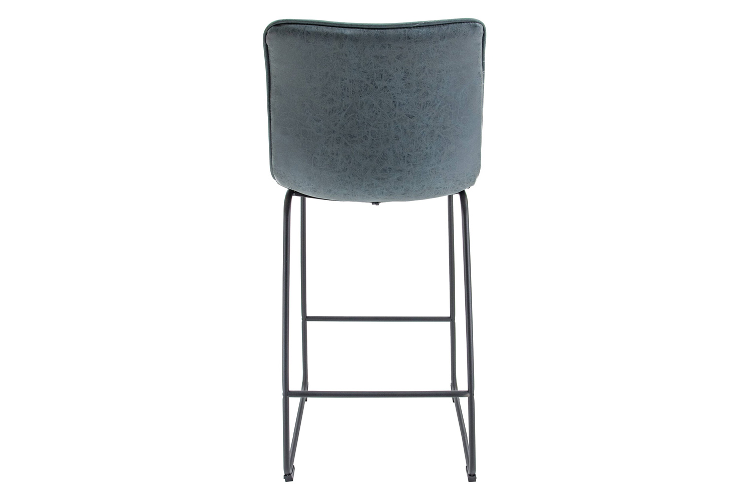 LeisureMod Brooklyn 29.9" Modern Leather Bar Stool with Black Iron Base and Footrest - Peacock/Blue