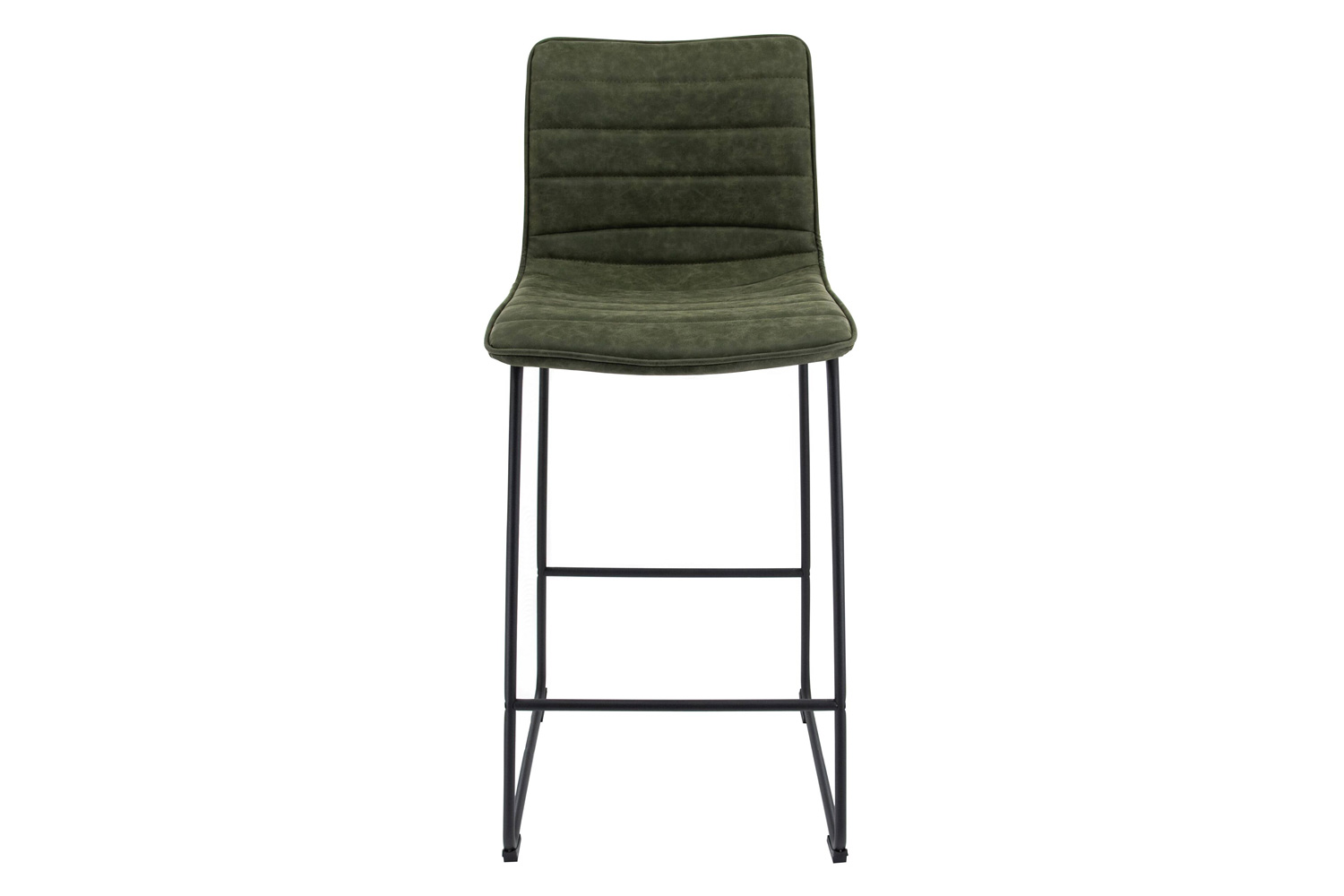 LeisureMod Brooklyn 29.9" Modern Leather Bar Stool with Black Iron Base and Footrest