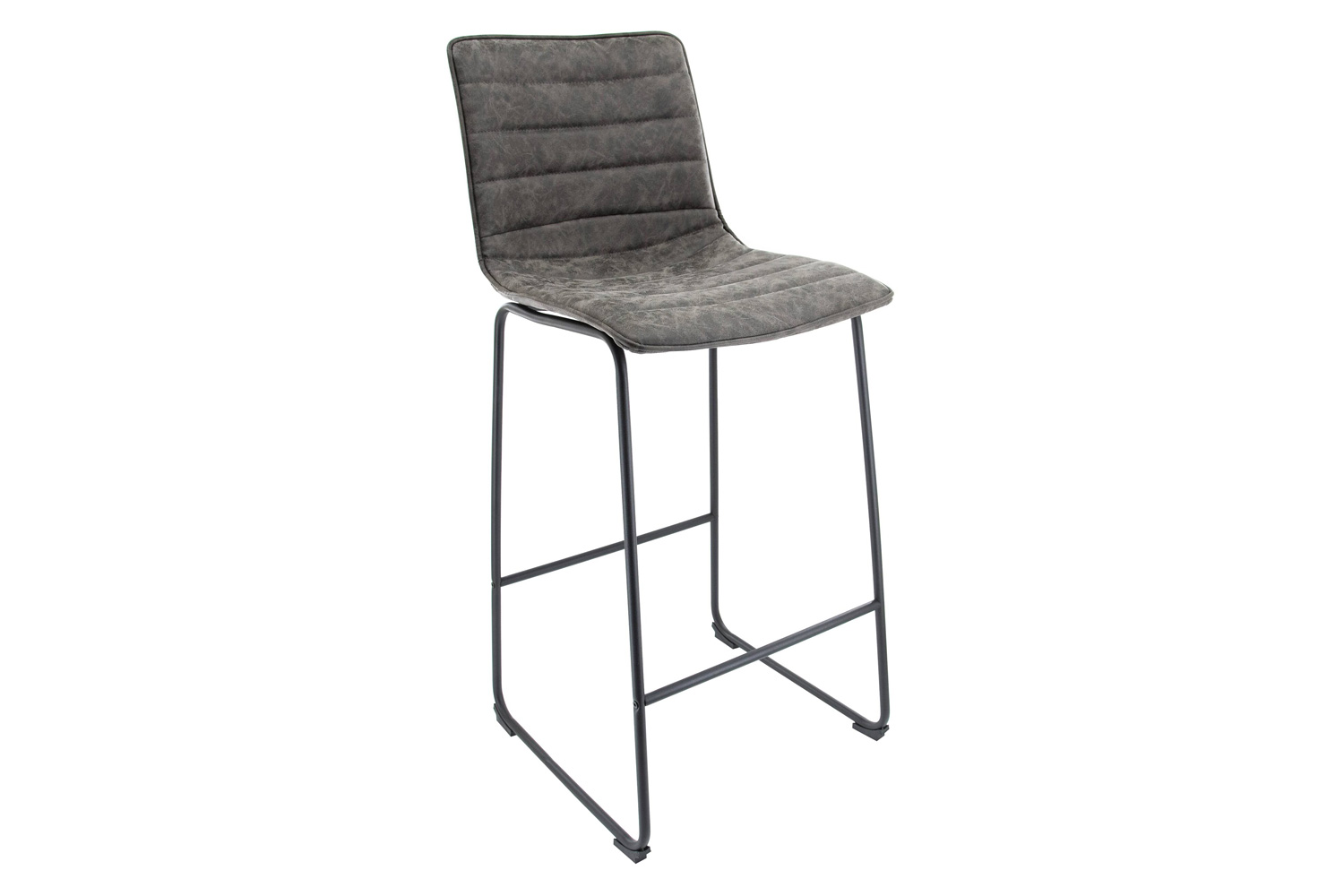 LeisureMod Brooklyn 29.9" Modern Leather Bar Stool with Black Iron Base and Footrest