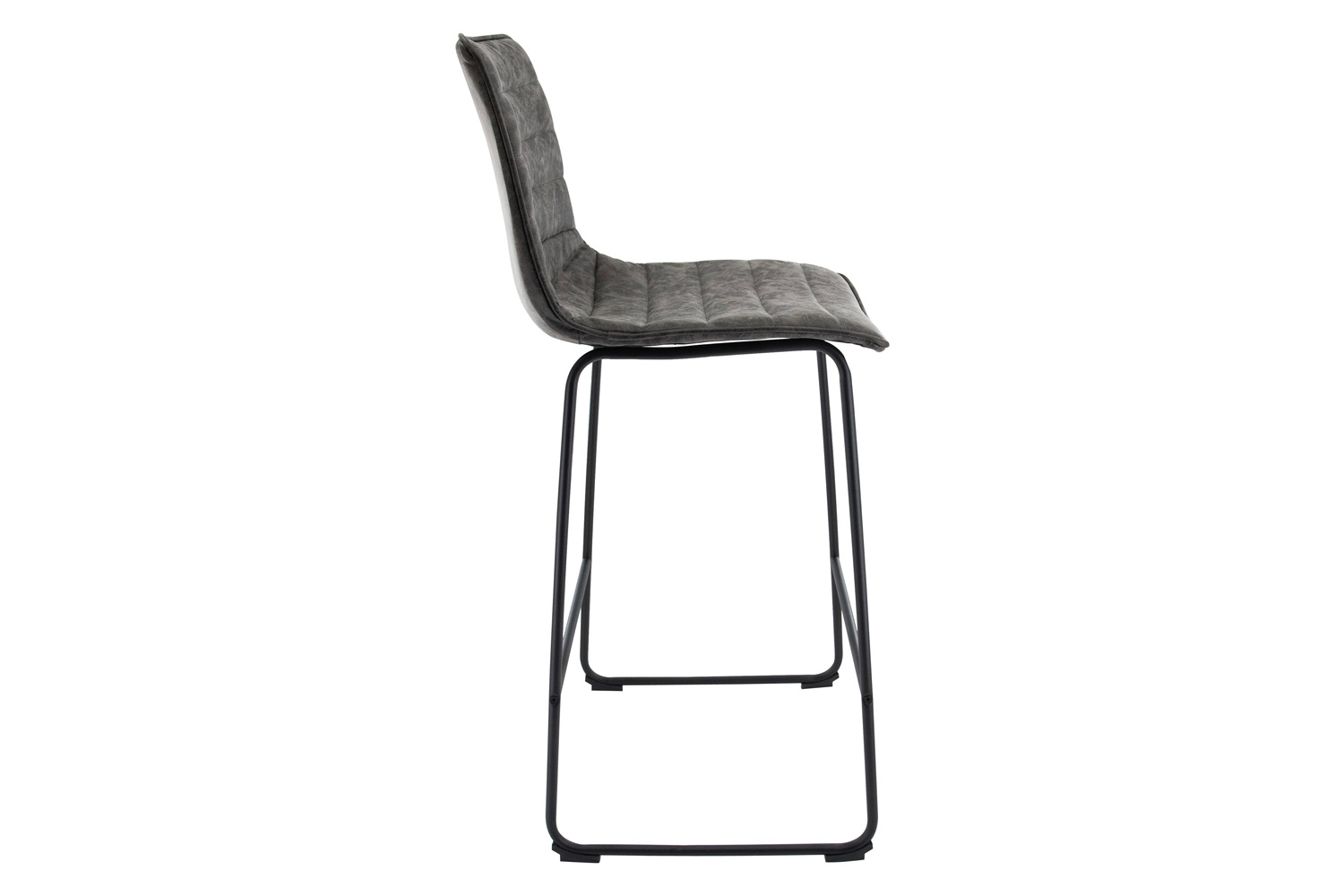 LeisureMod Brooklyn 29.9" Modern Leather Bar Stool with Black Iron Base and Footrest - Gray