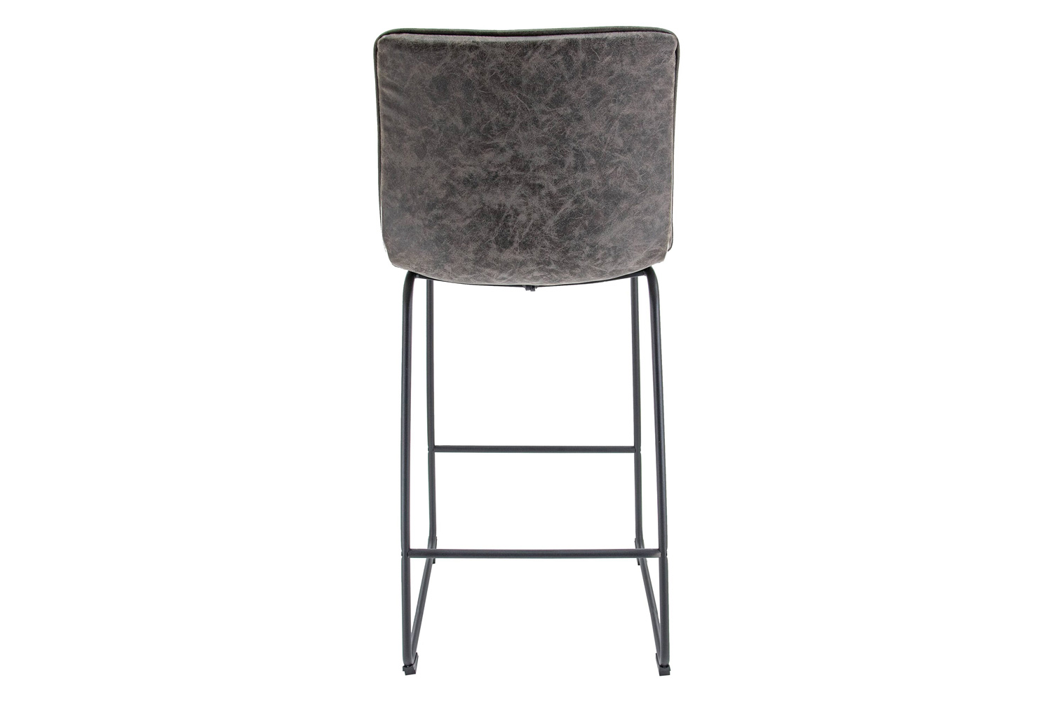 LeisureMod Brooklyn 29.9" Modern Leather Bar Stool with Black Iron Base and Footrest - Gray