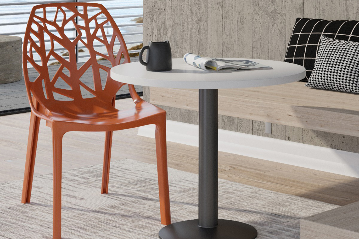 LeisureMod Cornelia Modern Dining Side Chair - Solid/Orange