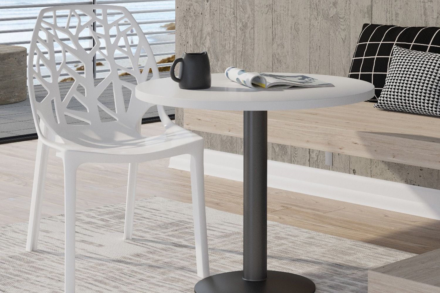 LeisureMod Cornelia Modern Dining Side Chair - Solid/White