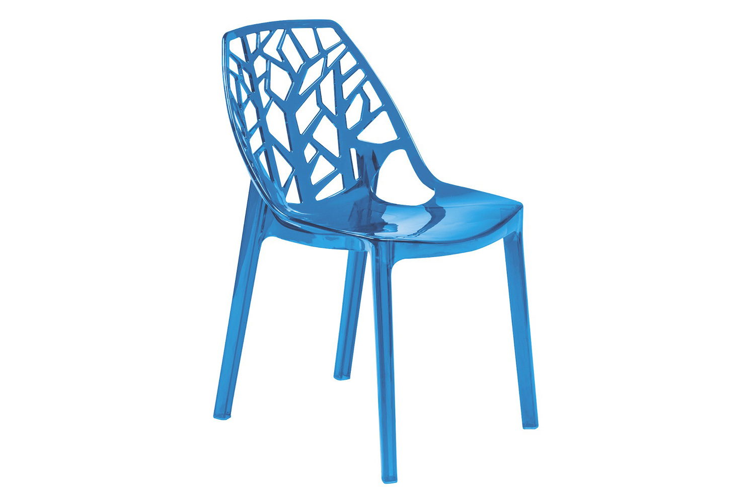 LeisureMod Cornelia Modern Dining Side Chair - Transparent/Blue