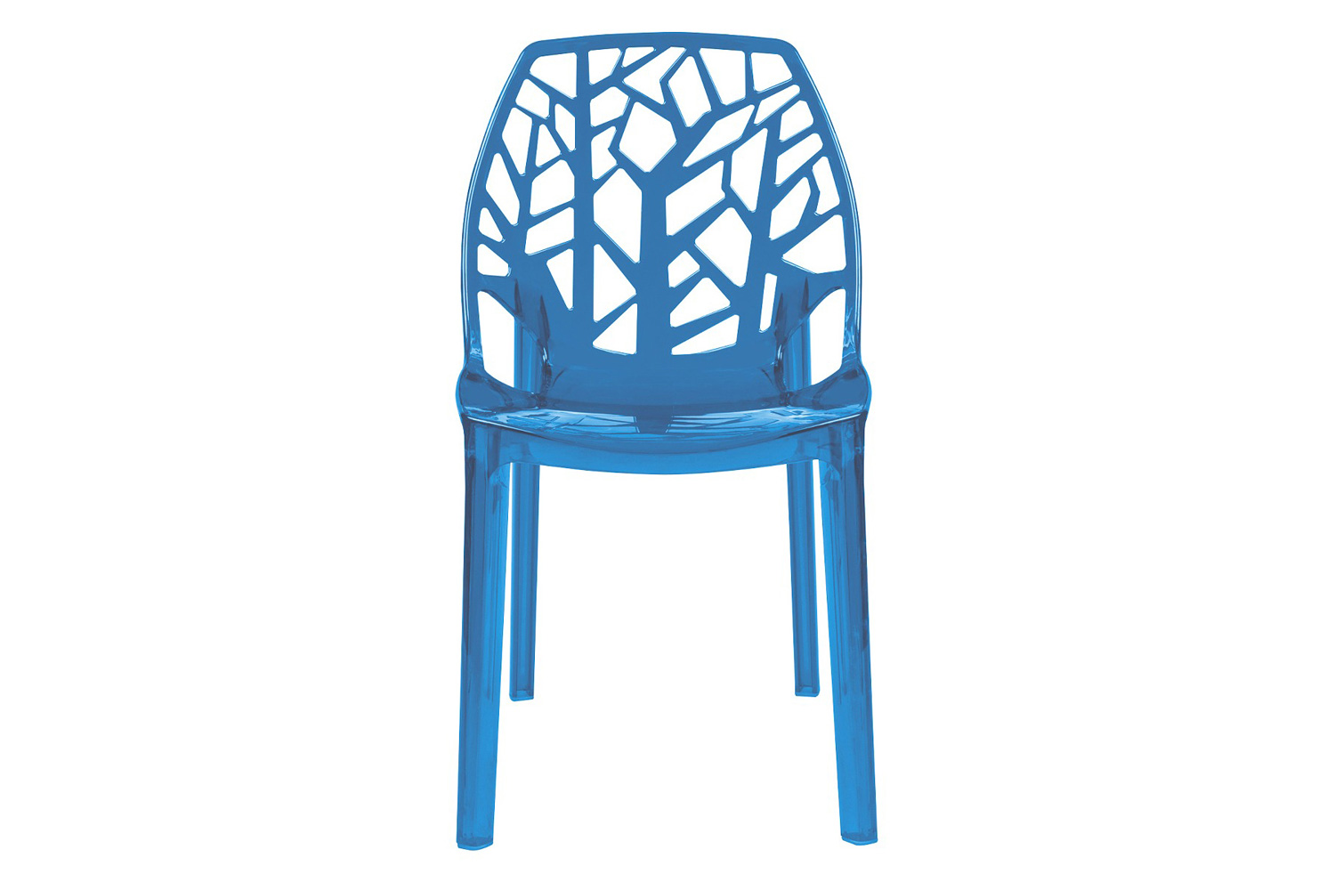 LeisureMod Cornelia Modern Dining Side Chair - Transparent/Blue