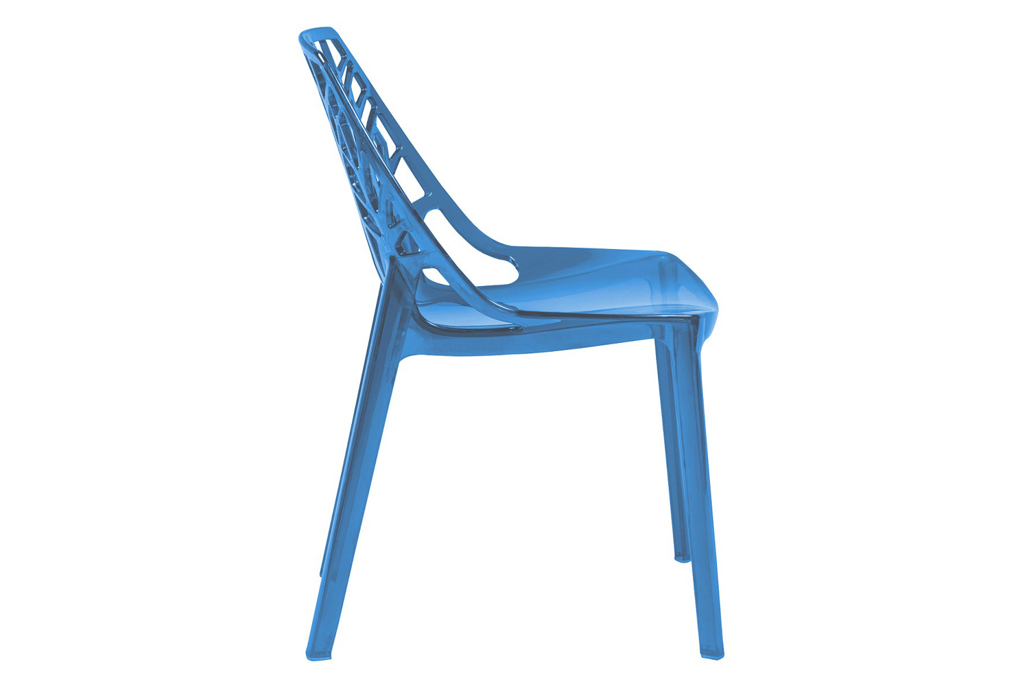 LeisureMod Cornelia Modern Dining Side Chair - Transparent/Blue