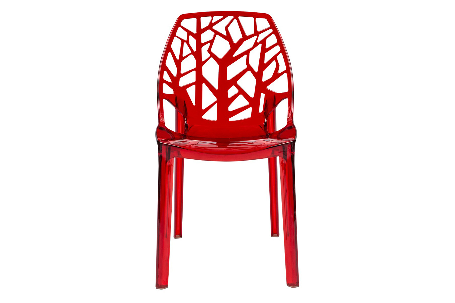 LeisureMod Cornelia Modern Dining Side Chair - Transparent/Red