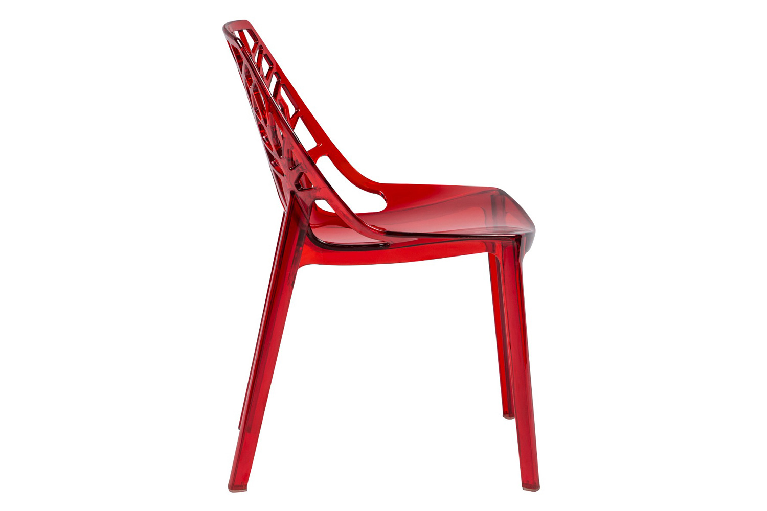 LeisureMod Cornelia Modern Dining Side Chair - Transparent/Red