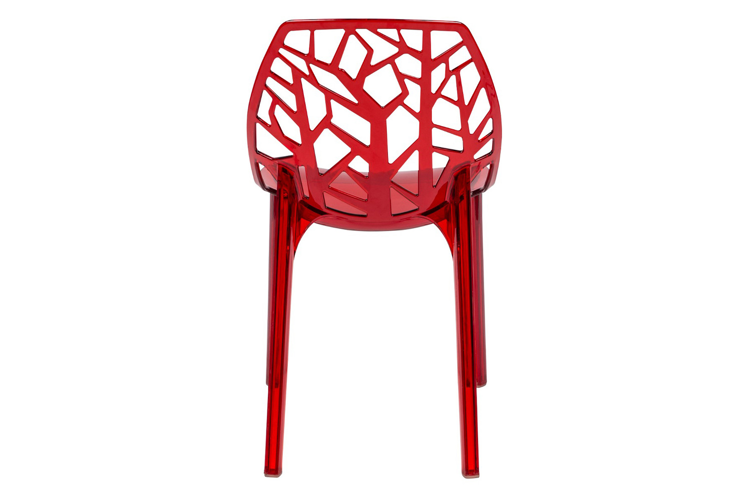 LeisureMod Cornelia Modern Dining Side Chair - Transparent/Red