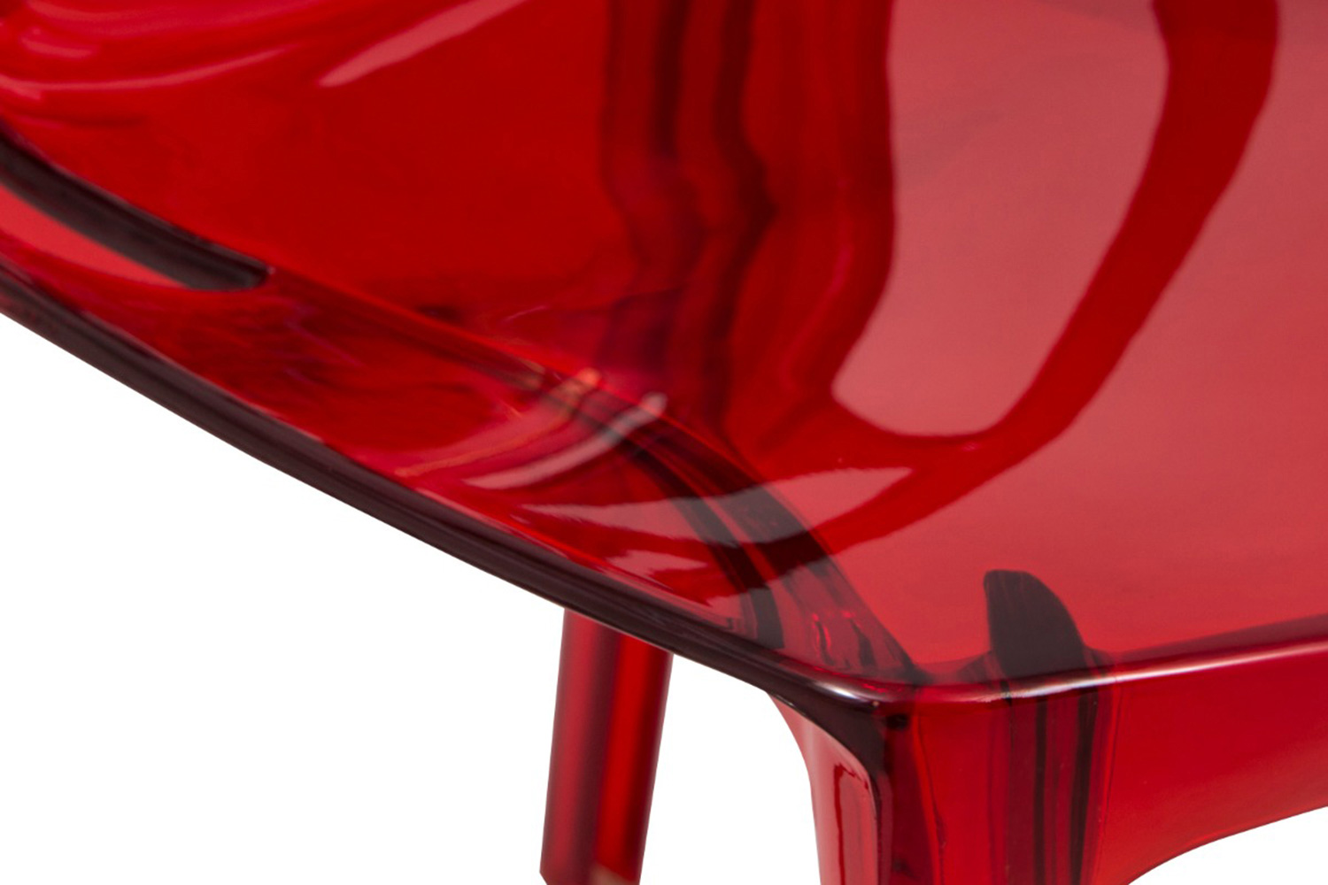 LeisureMod Cornelia Modern Dining Side Chair - Transparent/Red