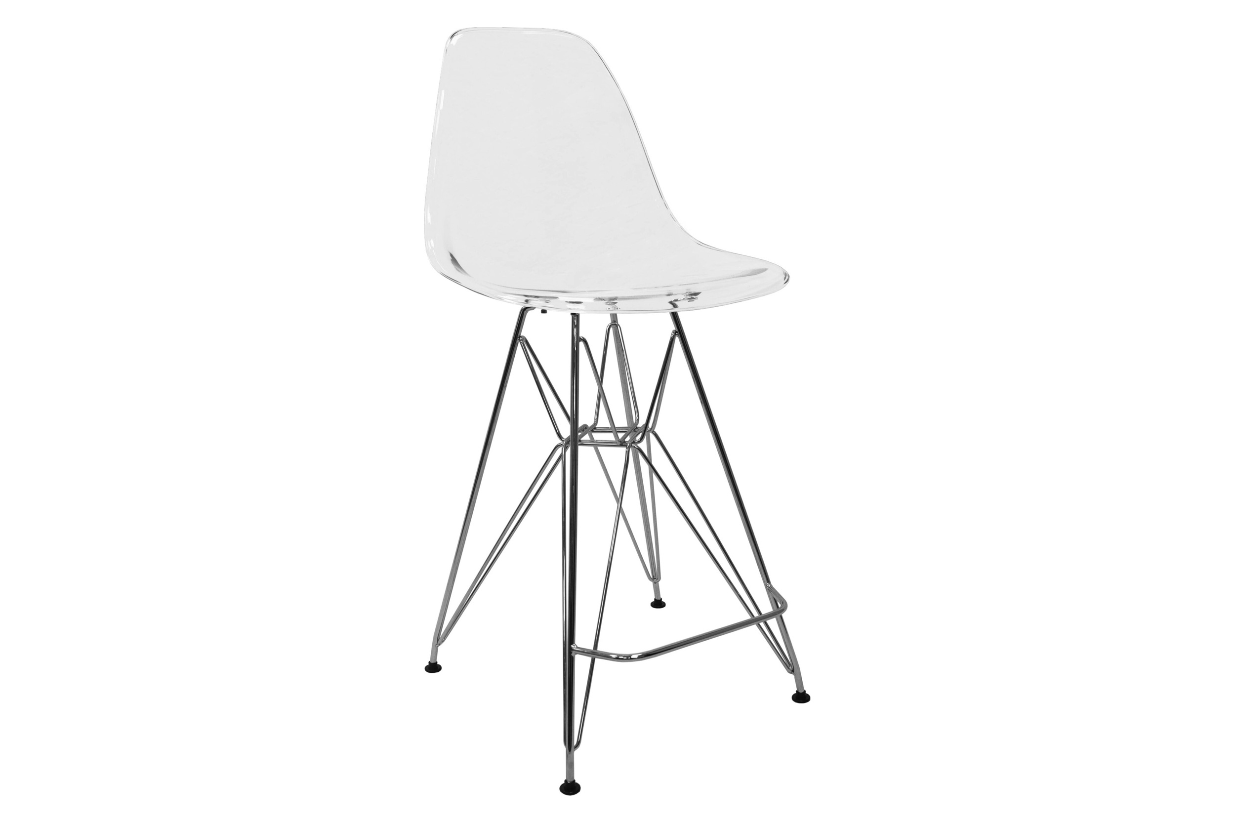 LeisureMod Cresco Modern Acrylic Barstool with Chrome Base and Footrest