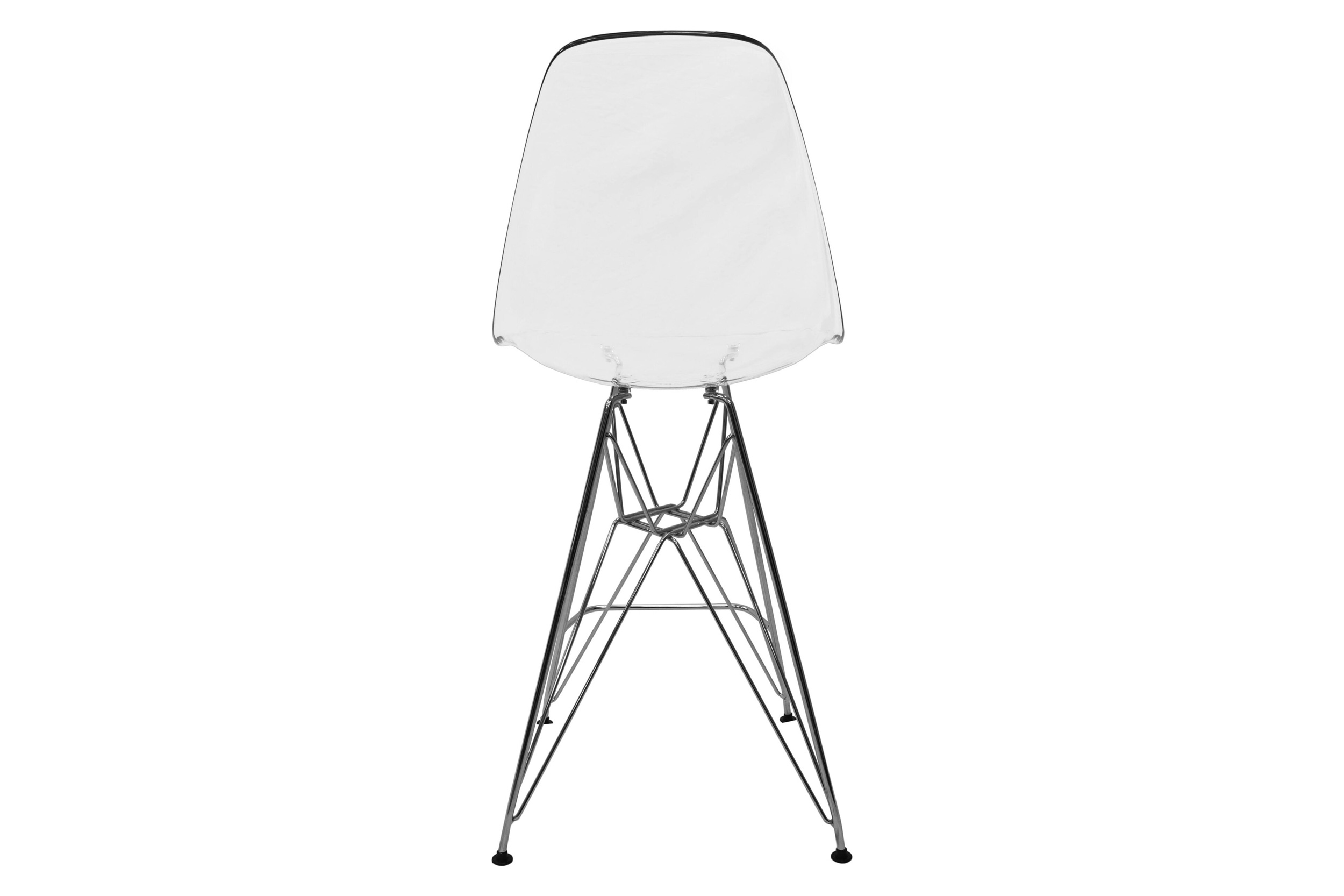 LeisureMod Cresco Modern Acrylic Barstool with Chrome Base and Footrest - Clear