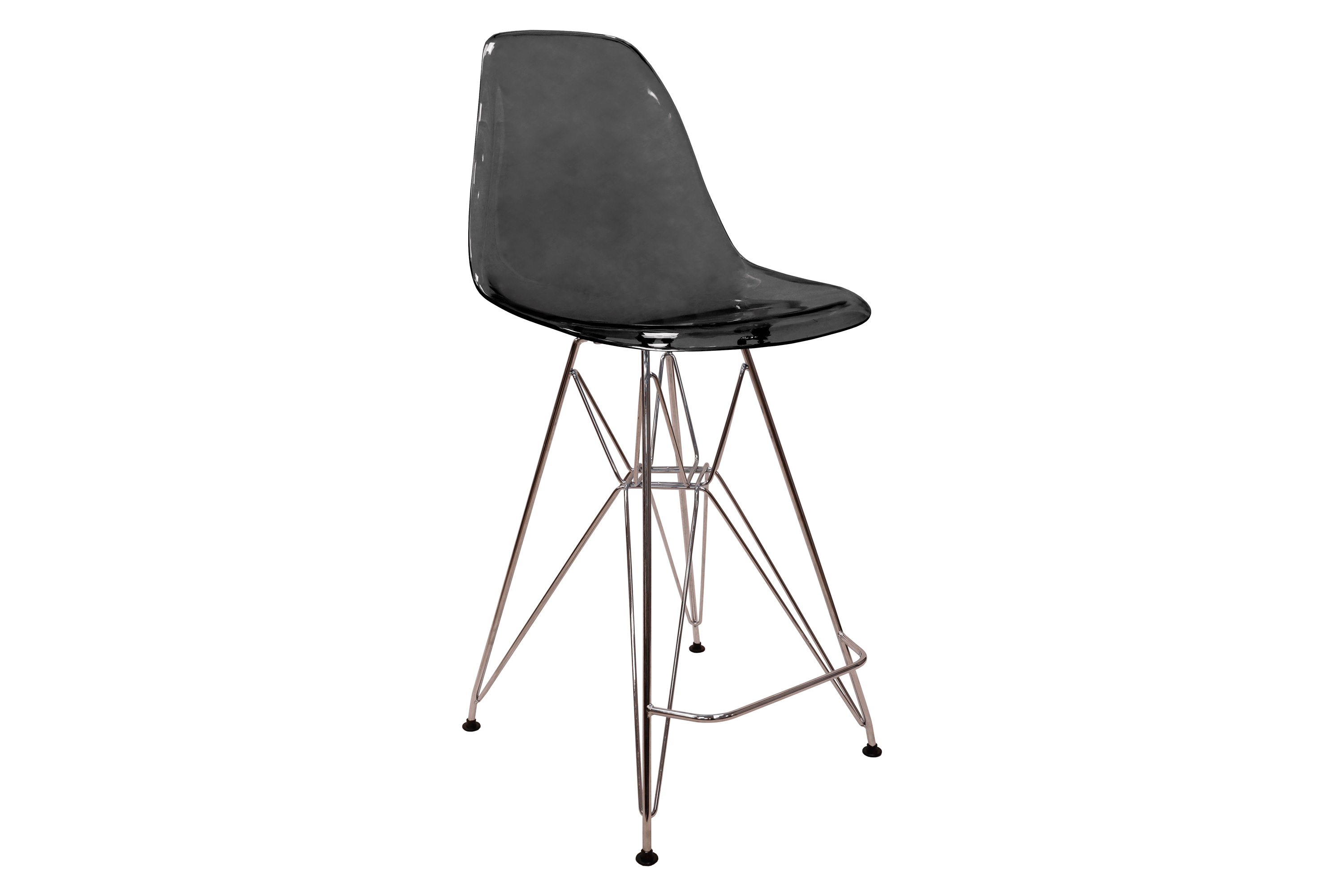 LeisureMod Cresco Modern Acrylic Barstool with Chrome Base and Footrest