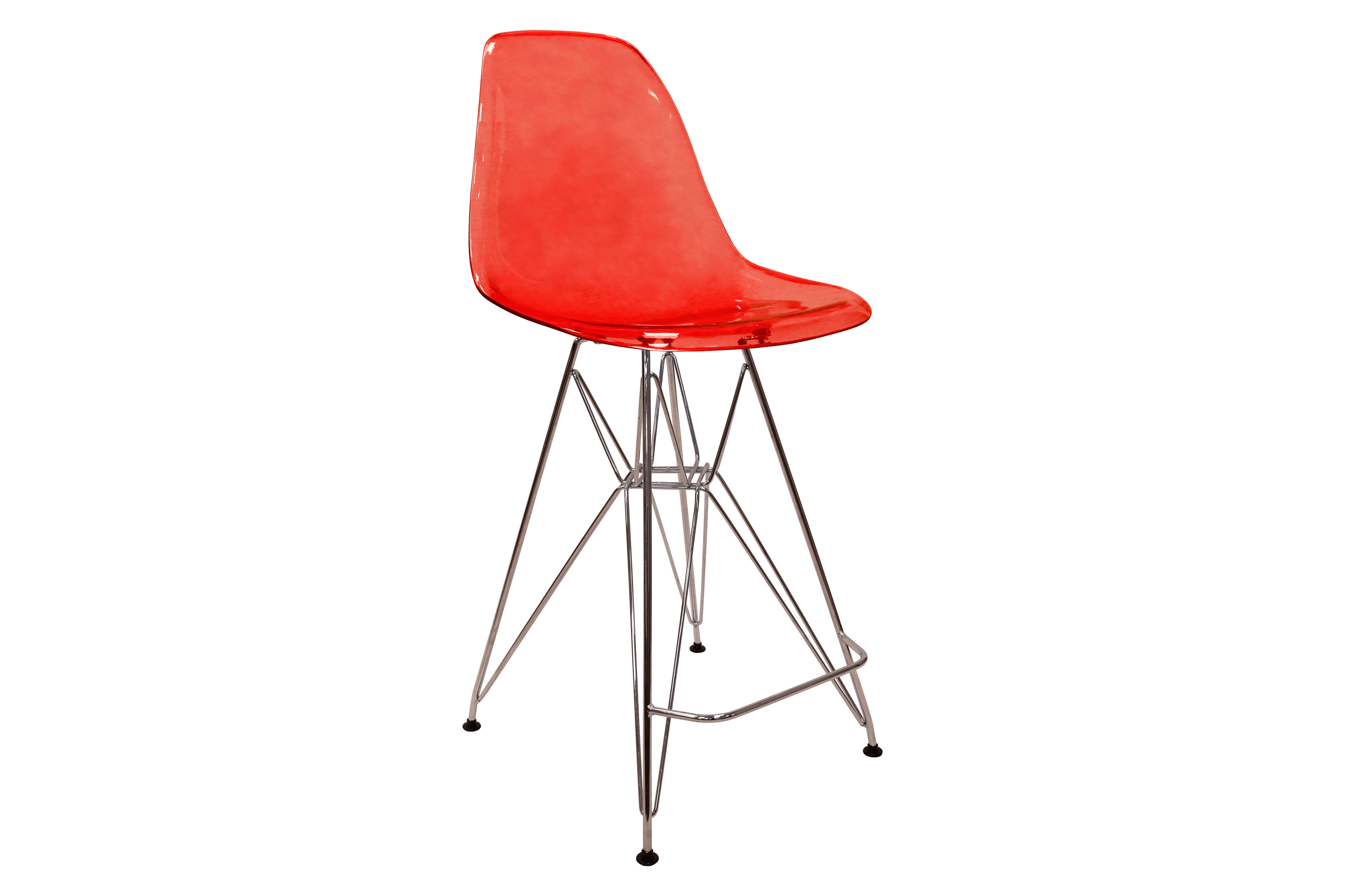 LeisureMod Cresco Modern Acrylic Barstool with Chrome Base and Footrest